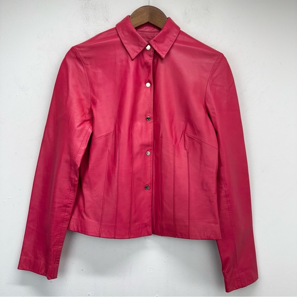 Siena Studio size 6 Women’s Pink Buttery Soft Leather Snap Button Up Jacket - Picture 1 of 8